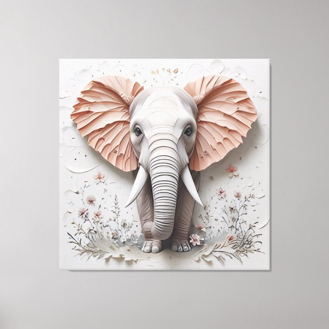 Large 16K Elephant in Bloom - Premium Wrapped Canv Canvas Print (Front)