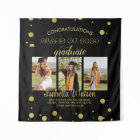 Large 3 Photos Graduation Party BlackGold Backdrop