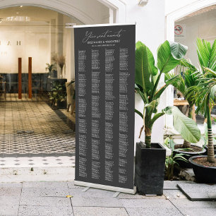 Large 400 Alphabetical Black Wedding Seating Retractable Banner