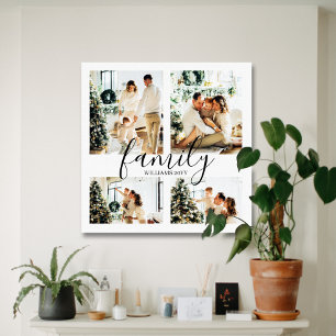 Large 4 Photo White Family Collage Canvas Print