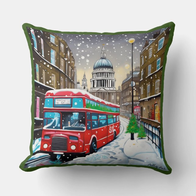 Large 50x50 Cushion Cotton - Christmas - London  (Front)