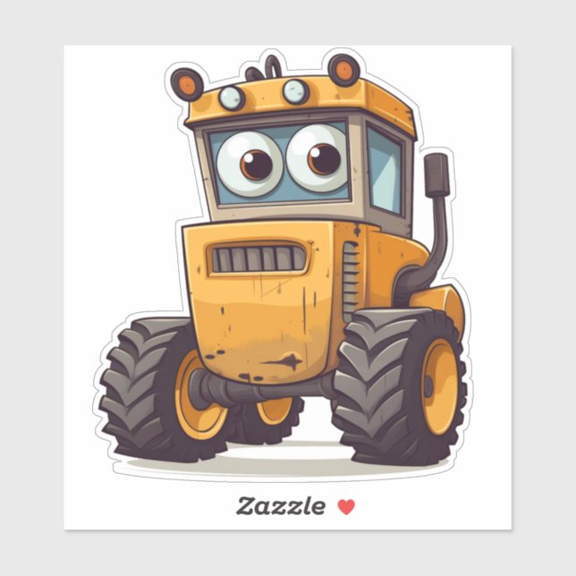 Large 6"x6" Cute Tractor Sticker  (Sheet)