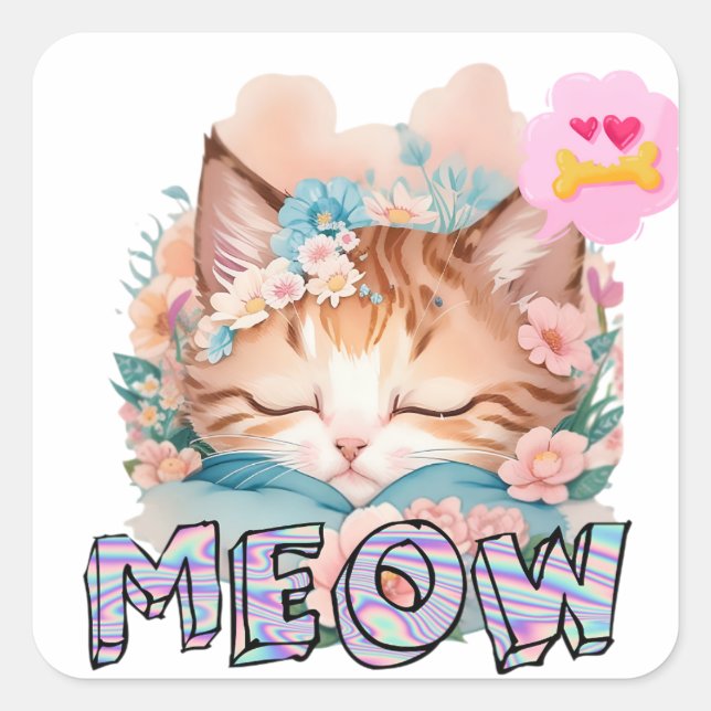 Large 8" x 8" Custom-Cut Vinyl Cat Stickers (Front)