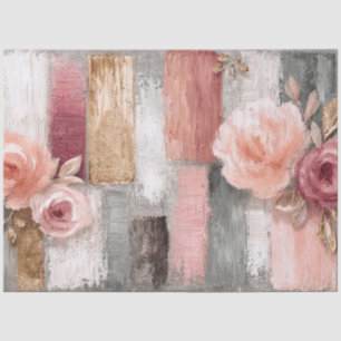 Large Abstract Art College Peach Grey  Decoupage Tissue Paper