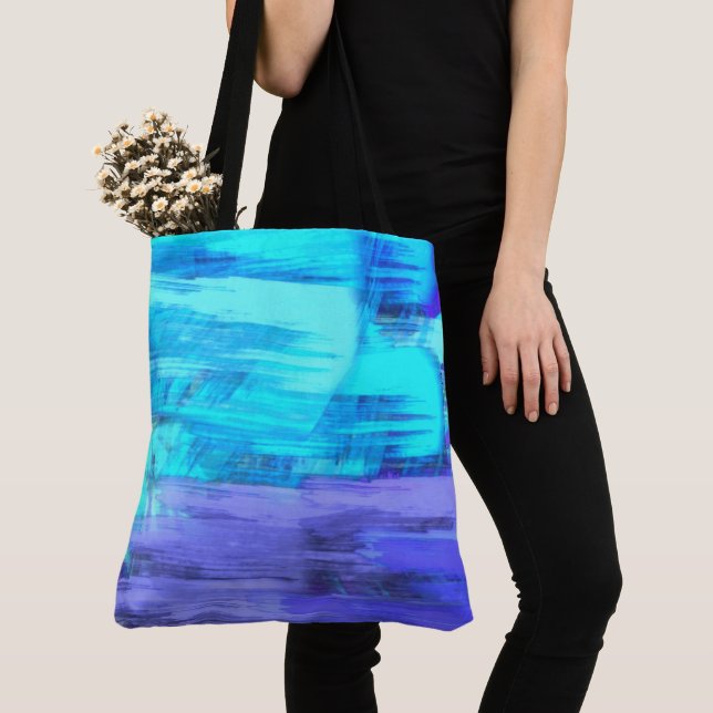 Large Abstract Grocery Shopping Beach Tote Bag (Close Up)