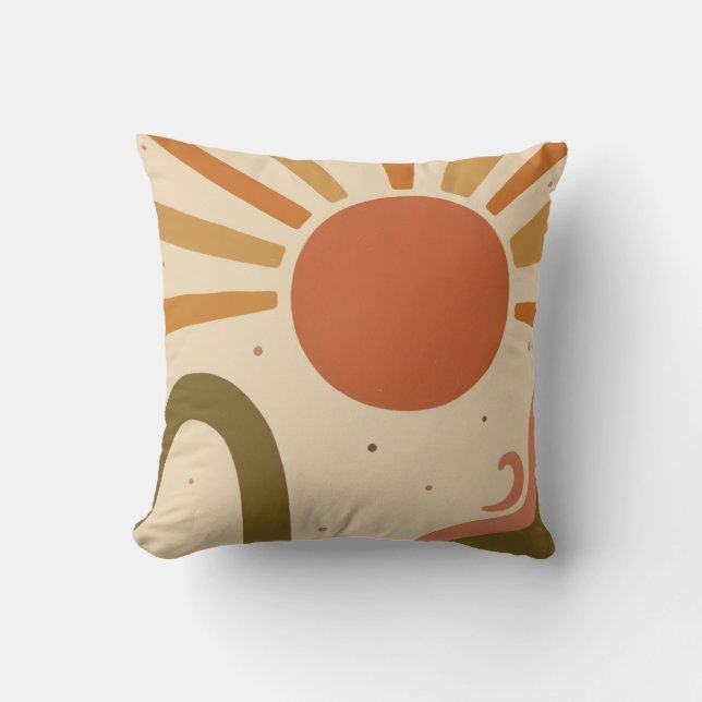 Large Abstract Sun Design Decorative Throw Pillow (Front)