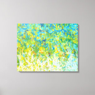 Large Abstract Turquoise Yellow Green White Canvas Print