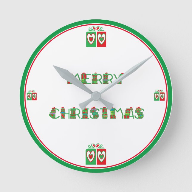 Large Acrylic Merry Christmas Wall Clocks (Front)