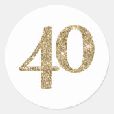 LARGE AGE NUMBER modern 18 gold glitter Classic Round Sticker