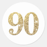 LARGE AGE NUMBER modern 18 gold glitter Classic Round Sticker