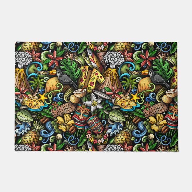 Large ALOHA Tropical Door Mat (Front)