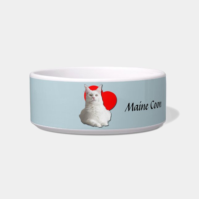 Large American Maine Coon Cat Love Heart Moggy  Bowl (Front)