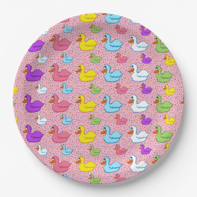 Large and Small Ducks Paper Plates (Front)
