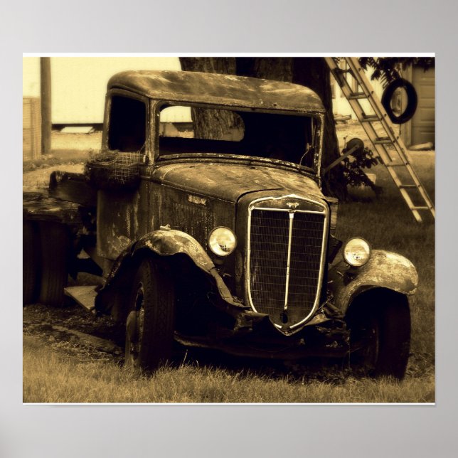 Large Antique Truck Poster - Vintage Vehicle (Front)