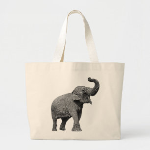 LARGE ASIAN ELEPHANT - INDIAN ELEPHANT TOTE BAG