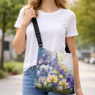 Large Assorted Floral Dark Colours Crossbody Bag