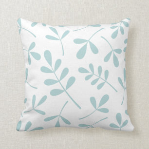 Large Assorted Leaves 2Way Duck Egg Blue & White Cushion