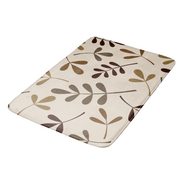 Large Assorted Leaves Gold Browns Cream Bath Mat (Angled)