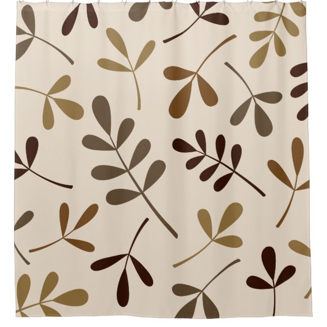 Large Assorted Leaves Gold Browns Cream Shower Curtain (Front)
