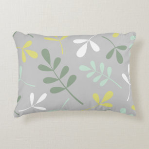 Large Assorted Leaves Grns Yellow White Grey Decorative Cushion