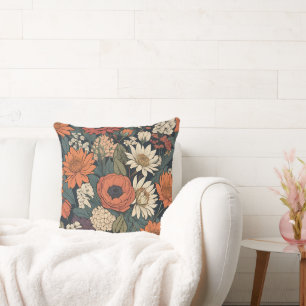 Large Autumn Flowers Contemporary Cushion