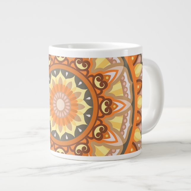 Large Autumn Mandala Warm Cosy Fall Design Pattern Coffee Mug (Front Right)