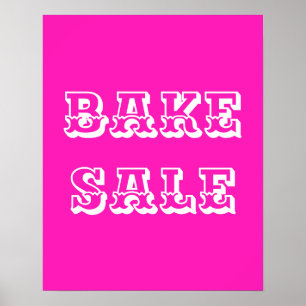 Large Bake Sale Sign, Pretty Pink Bake Sale Poster