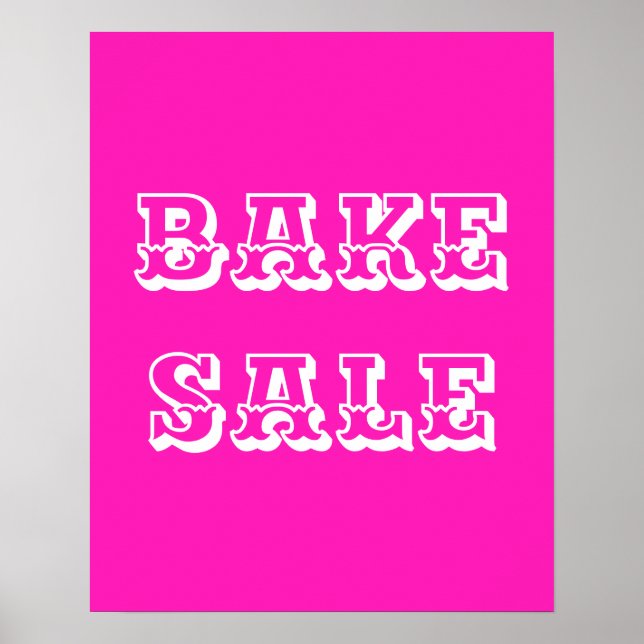 Large Bake Sale Sign, Pretty Pink Bake Sale Poster (Front)