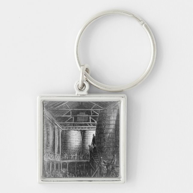 Large barrels in a brewery key ring (Front)