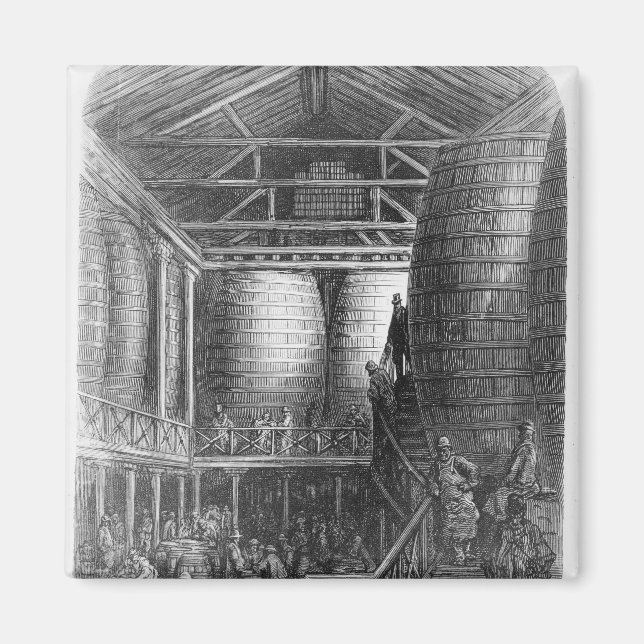 Large barrels in a brewery magnet (Front)