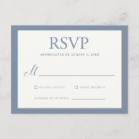 Large Basic Border Wedding RSVP - Dusty Blue