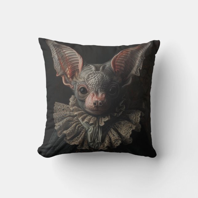 Large Bat in Baroque Clothing Cushion (Front)