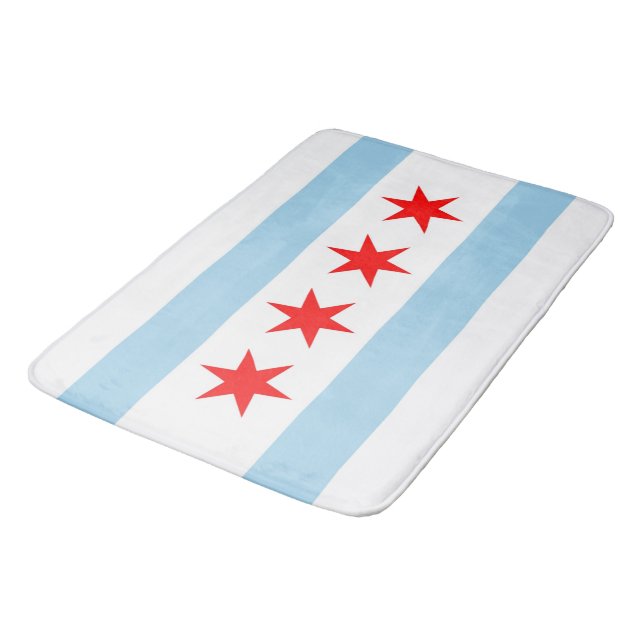 Large bath mat with flag of Chicago, USA (Angled)
