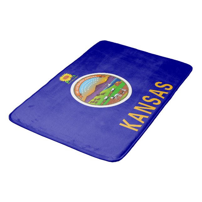 Large bath mat with flag of Kansas, USA (Angled)