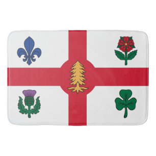 Large bath mat with flag of Montreal, Canada
