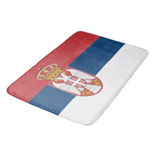 Large bath mat with flag of Serbia