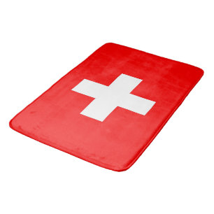 Large bath mat with flag of Switzerland
