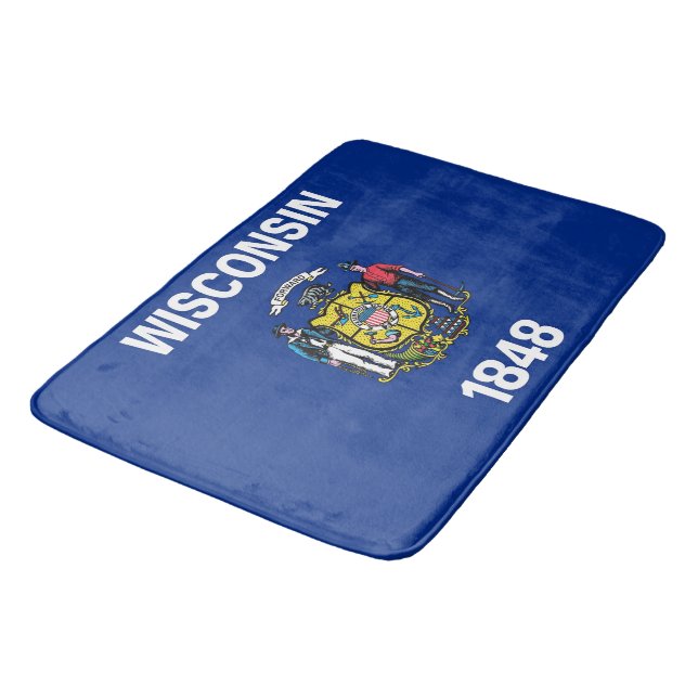 Large bath mat with flag of Wisconsin, USA (Angled)