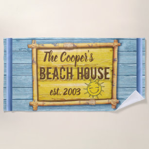 Large beach towel Custom Name Beach House