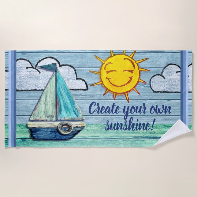Large beach towel Sunshine Driftwood Beach (Front)