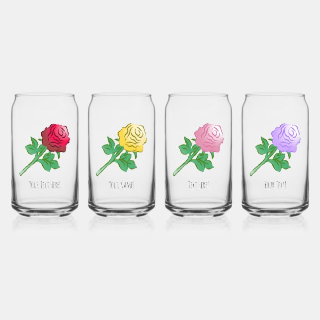 Large Beautiful Roses Can Glass (Front)