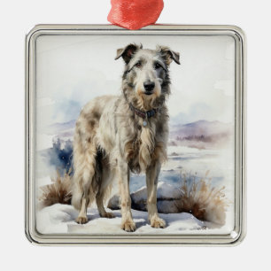 LARGE BEAUTIFUL SCOTTISH DEERHOUND DOG METAL TREE DECORATION