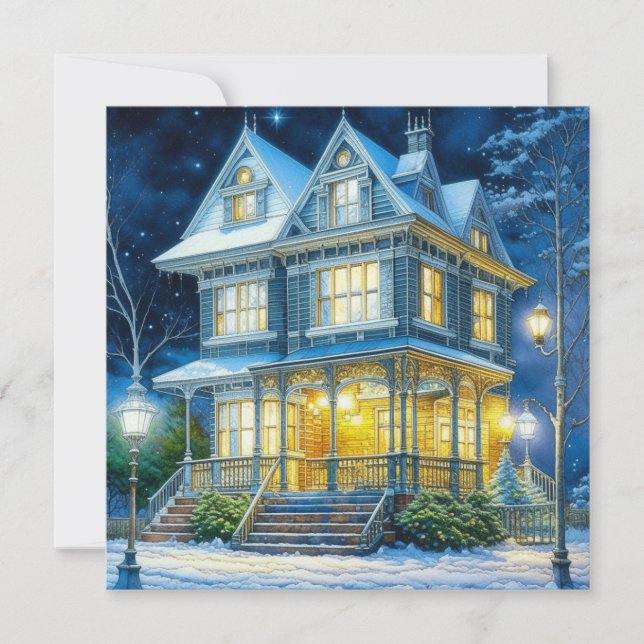 Large Beautiful Victorian House at Christmas (Front)