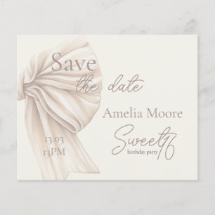 Large Beige Bow Boho Sweet 16 Save the Date