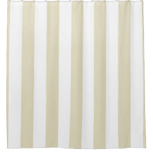 Large Beige White Vertical Stripes #2 Shower Curtain
