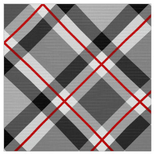 Large Bias Plaid, Black, White, Gray and Red Fabric