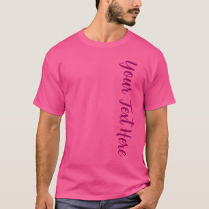 Large Big Font Text Mens Modern Wow Pink Elegant T-Shirt