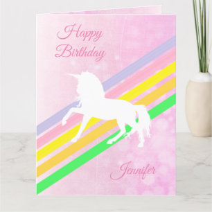 Large Birthday Girl's Unicorn Personalised Card