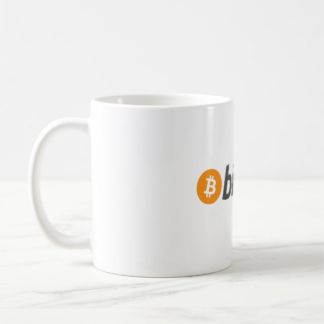 Large Bitcoin logo with orange Bitcoin symbol Coffee Mug (Left)