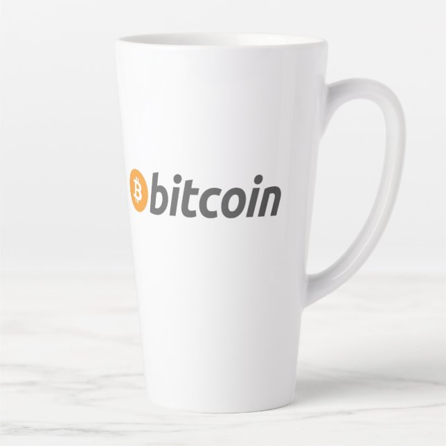 Large Bitcoin logo with orange Bitcoin symbol Latte Mug (Right)